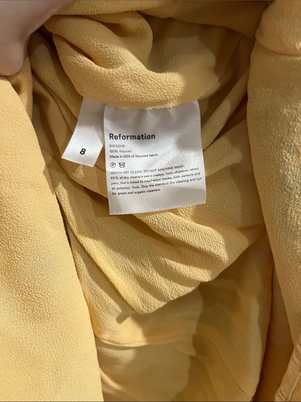 Reformation Yellow Slip Midi Dress with Blue Floral Print - Picture 4 of 4